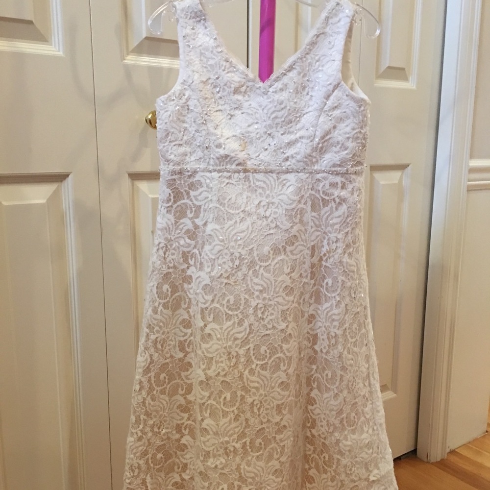 David’s Bridal Flower Girl Dress Ivory/Champagne